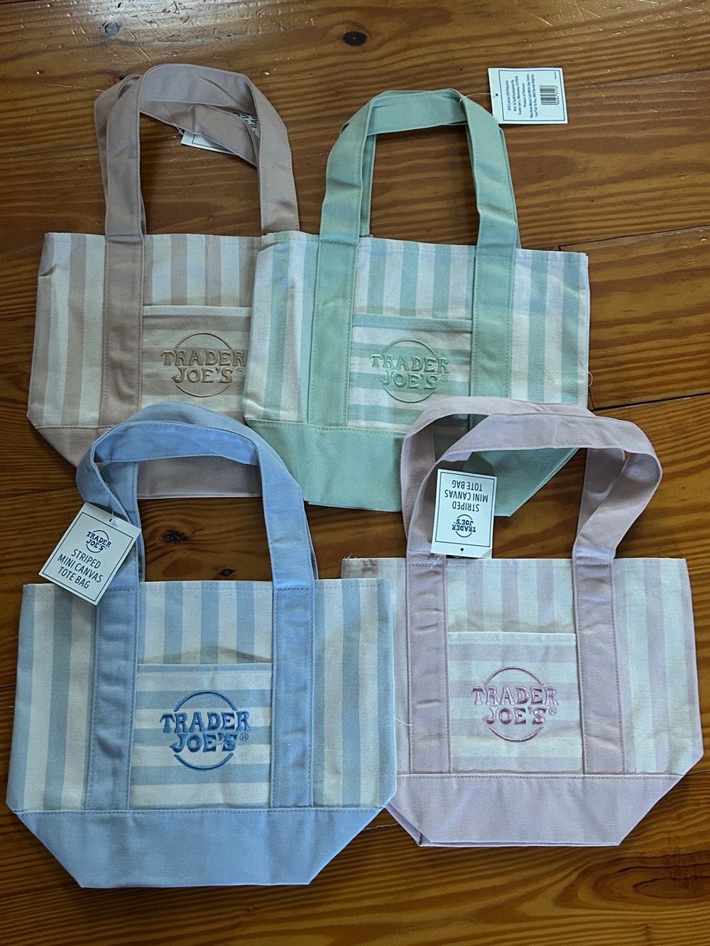 NWT pastel Stripe Mini Tote - Blue, Pink, Green, Beige